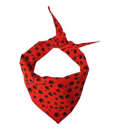 S3091 Black Pawprints Bandana, Red