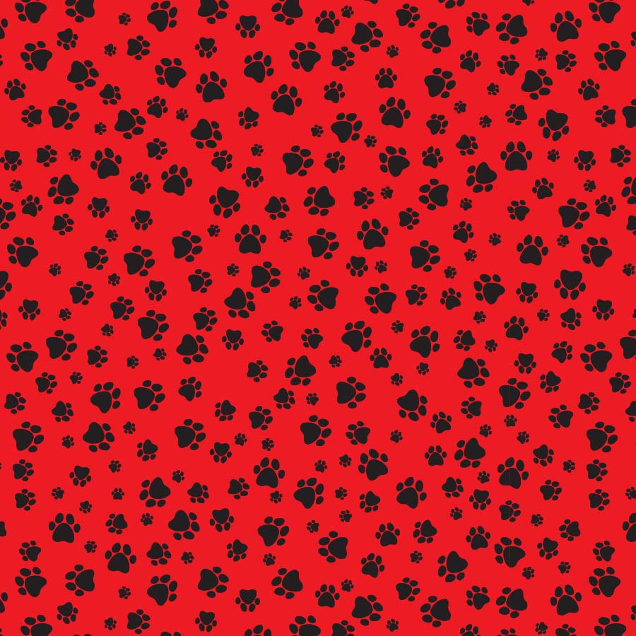 SQ3091 Black Pawprints Bandana, Red
