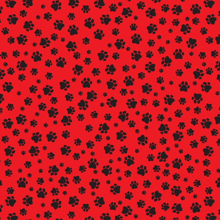SQ3091 Black Pawprints Bandana, Red