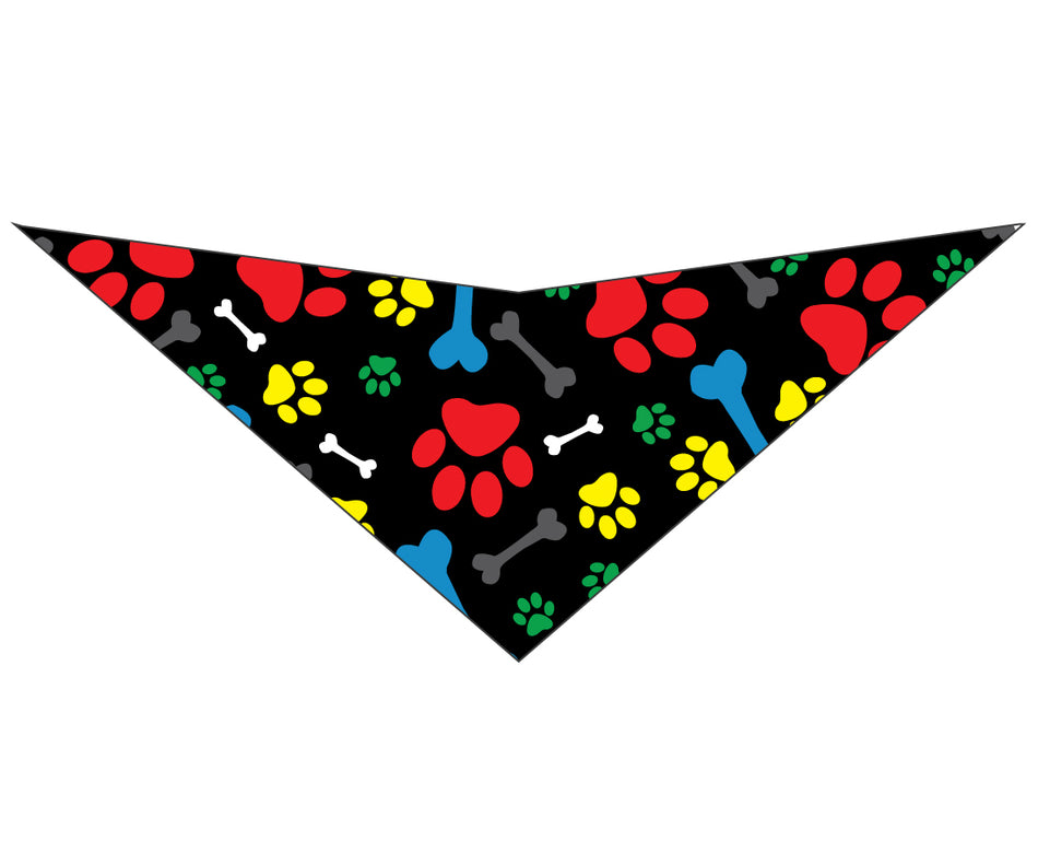 S3092 Pawprints & Bones Bandana, Black 
