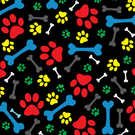 SQ3092 Pawprints And Bones Square, Black 
