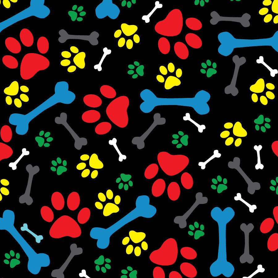 SQ3092 Pawprints And Bones Square, Black 