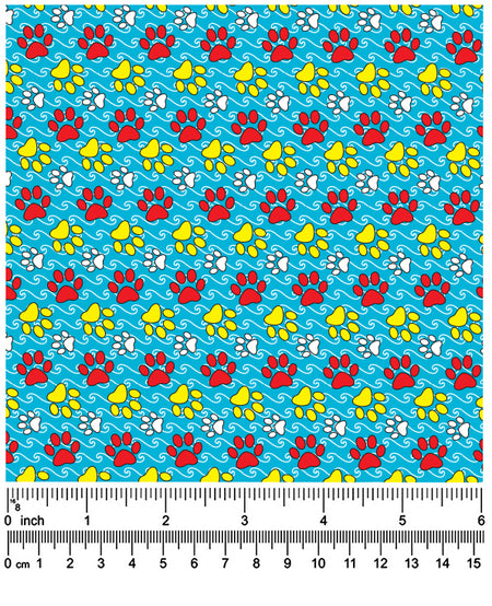 F7093 Colorful Paws Fabric, Blue