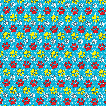 SQ3093 Colorful Paws Square Bandana, Blue