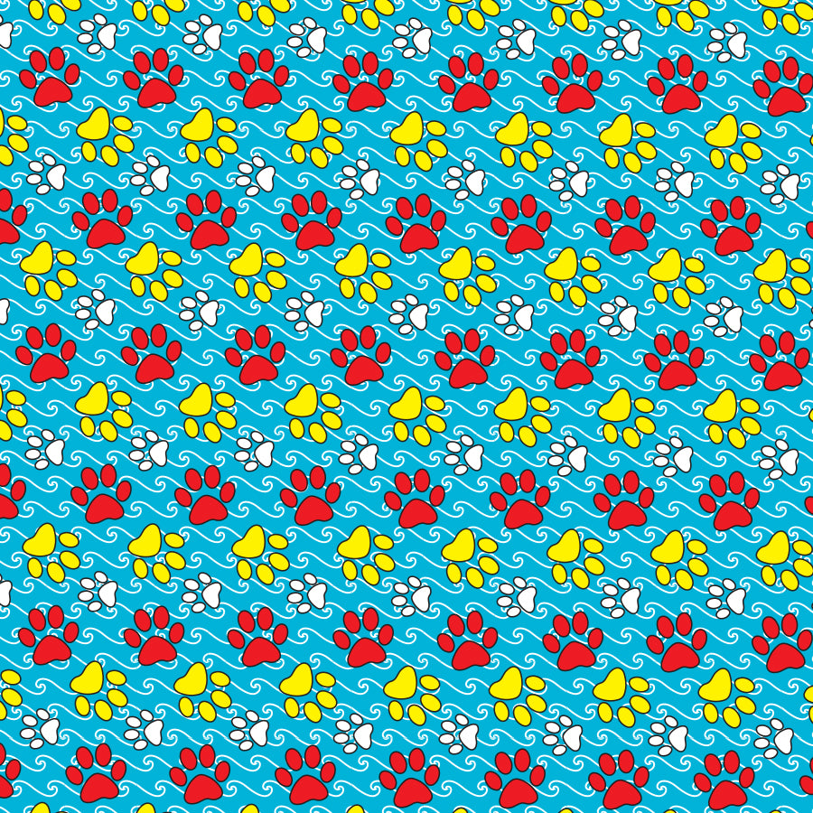 SQ3093 Colorful Paws Square Bandana, Blue
