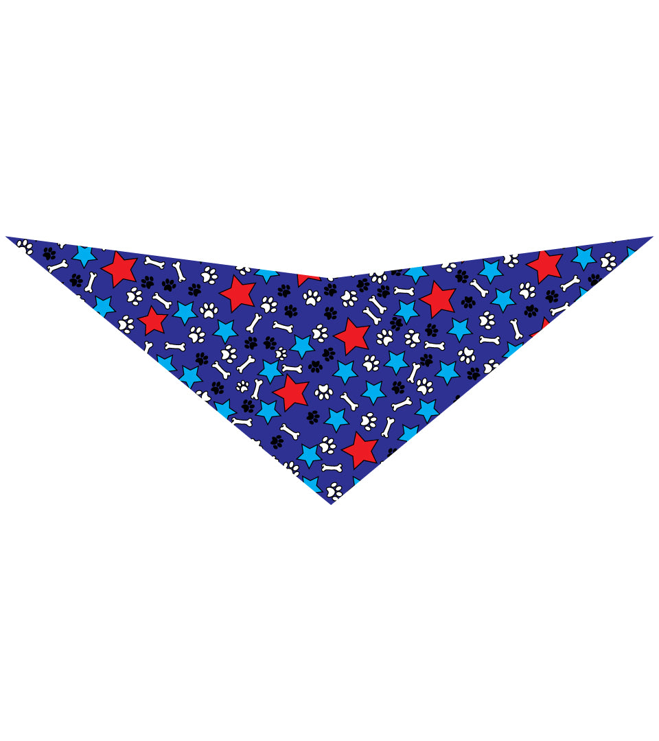 S3096 Paws, Bones & Stars Bandana, Blue