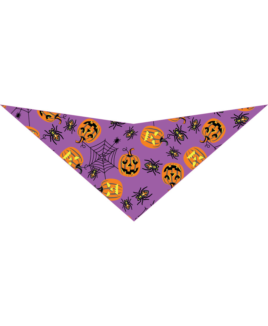 SA3097 Spooky Spider Pumpkin Doggie Bandana, Purple
