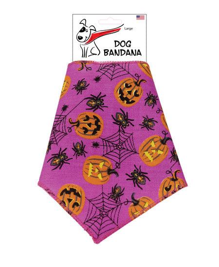 SA3097 Spooky Spider Pumpkin Doggie Bandana, Purple