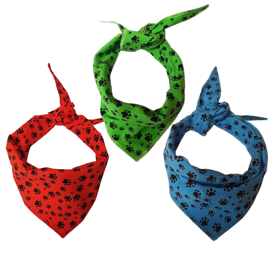Classic Black Paws Tie-On Triangle Dog Bandana