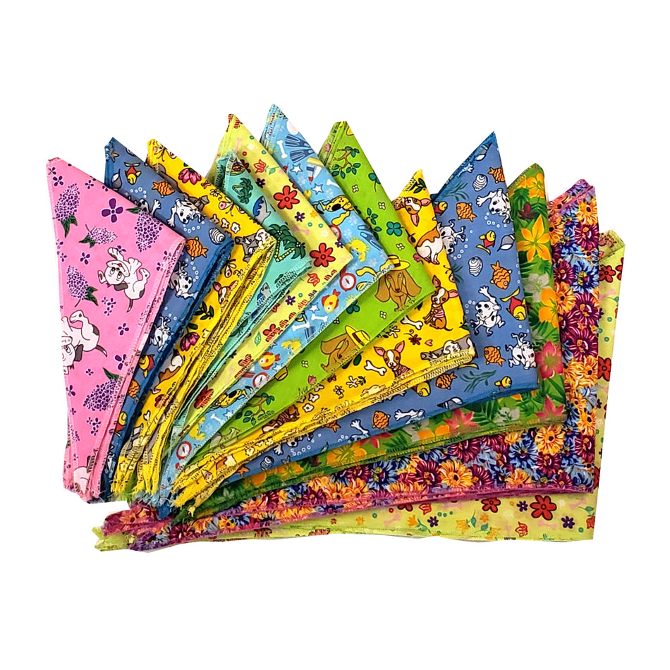 PKS10 60 Assorted SPRING SUMMER Tieback Dog Grooming Bandanas / Groomers Bulk Package