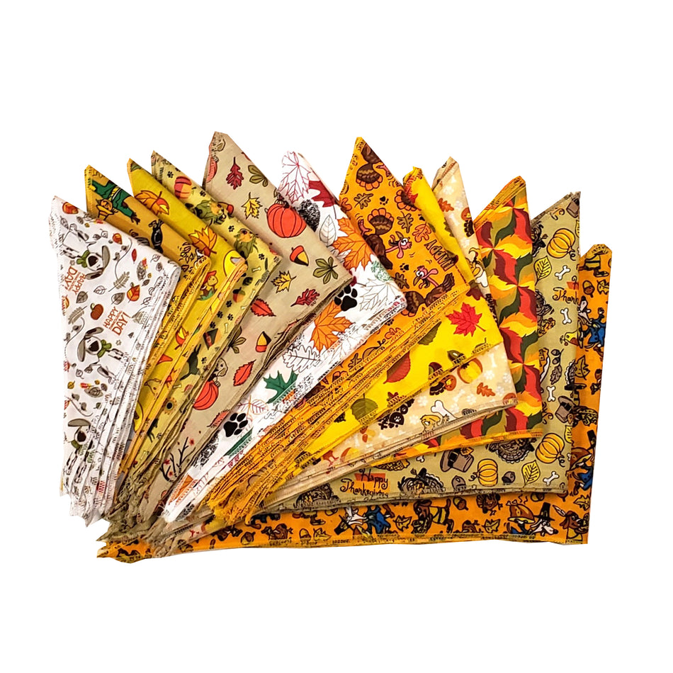 PKS11 60 Assorted FALL THANKSGIVING Tieback Dog Grooming Bandanas / Groomers Bulk Package