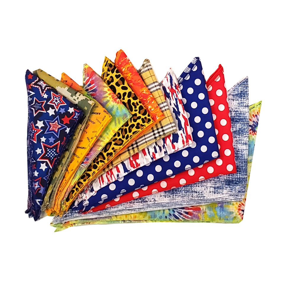 PKS3 60 Assorted Casual Tieback Dog Grooming Bandanas / Groomers Bulk Package