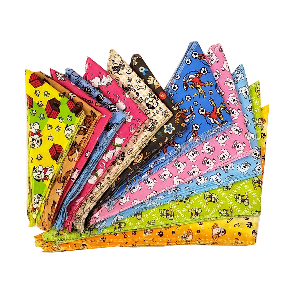 PKS4 60 Assorted DOGGIE Tieback Dog Grooming Bandanas / Groomers Bulk Package