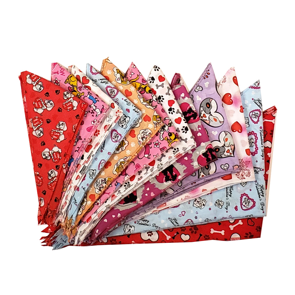 PKS7 60 Assorted VALENTINE'S DAY Tieback Dog Grooming Bandanas / Groomers Bulk Package
