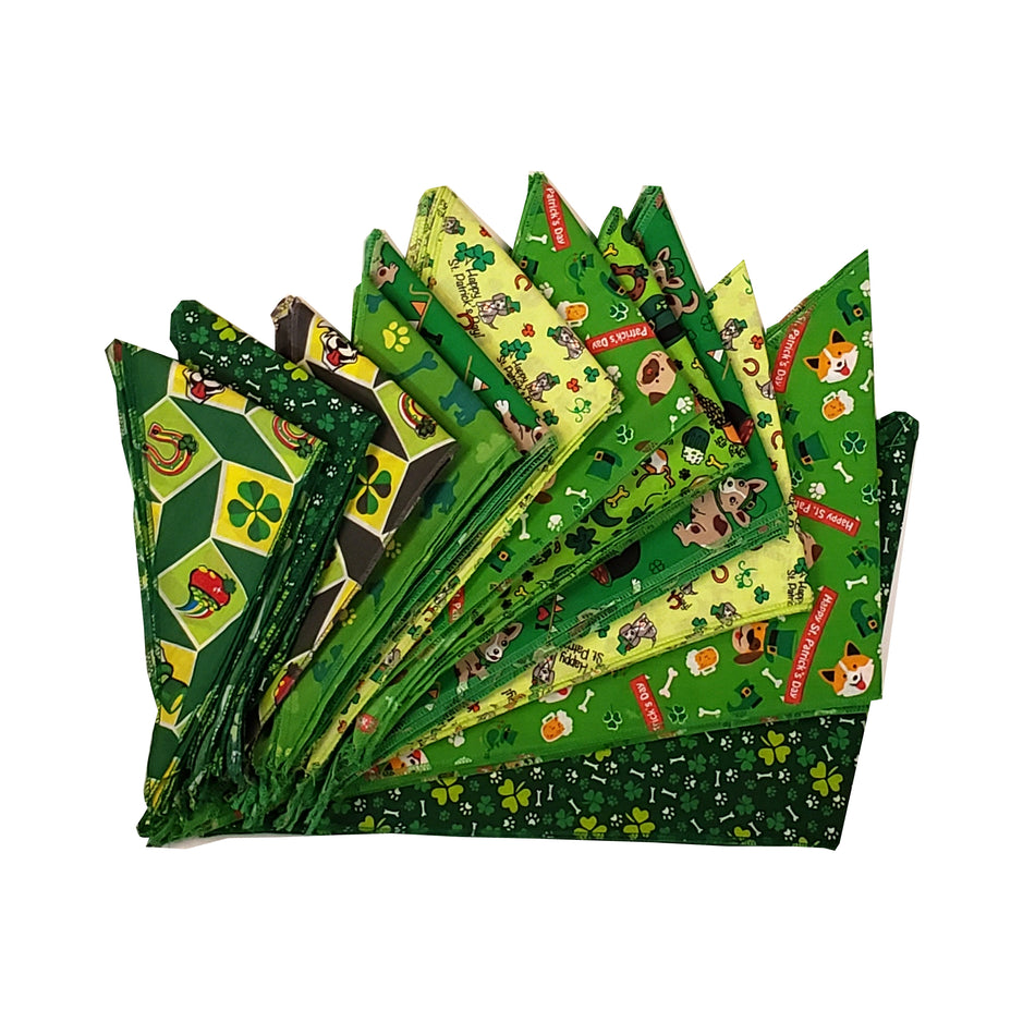 PKS8 60 Assorted ST.PATRICK'S DAY Tieback Dog Grooming Bandanas / Groomers Bulk Package