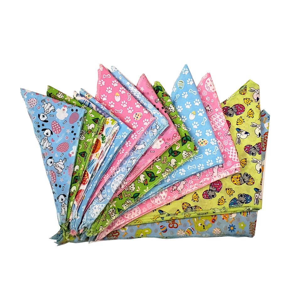 PKS9 60 Assorted EASTER Tieback Dog Grooming Bandanas / Groomers Bulk Package