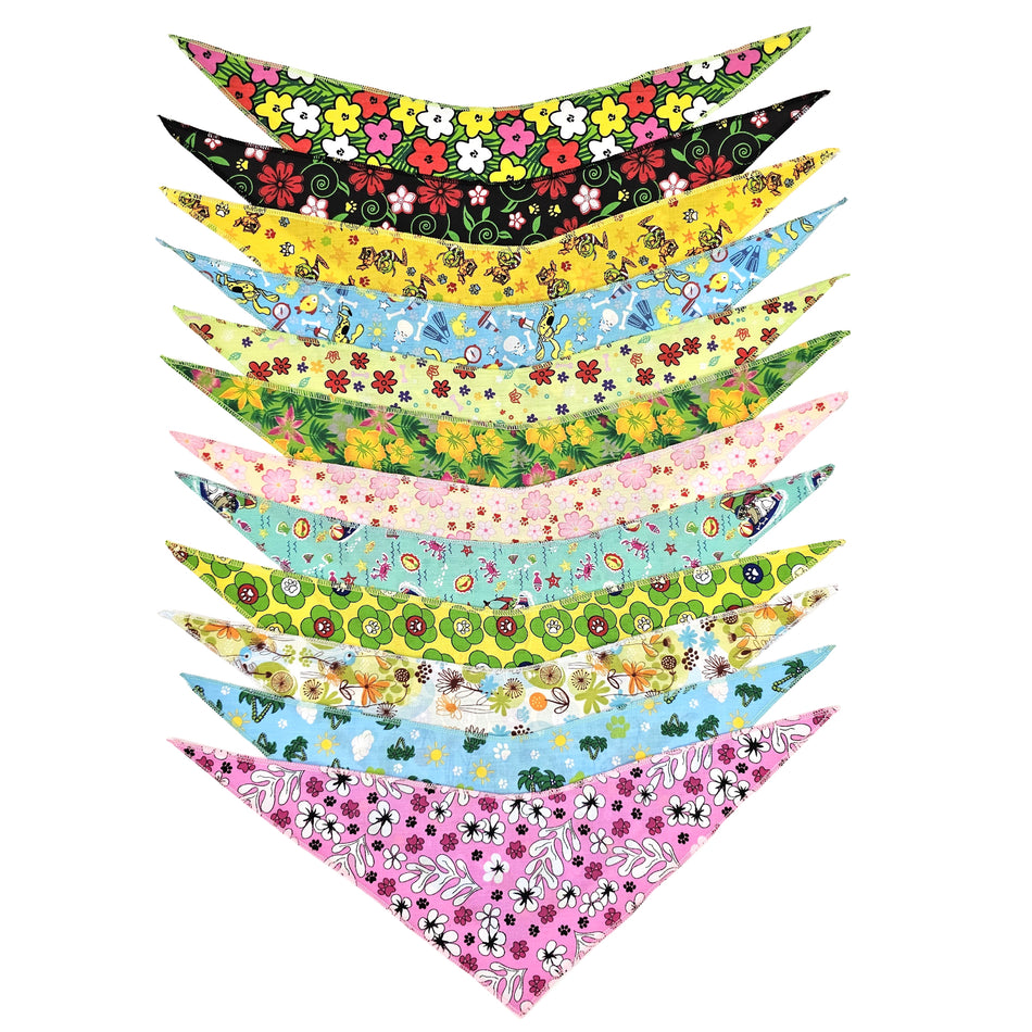 SPKS10 Bandanas Variety Pack Per Size - 12 assorted SPRING SUMMER bandanas
