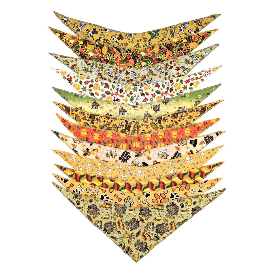 SPKS11 Bandanas Variety Pack Per Size - 12 assorted FALL THANKSGIVING bandanas