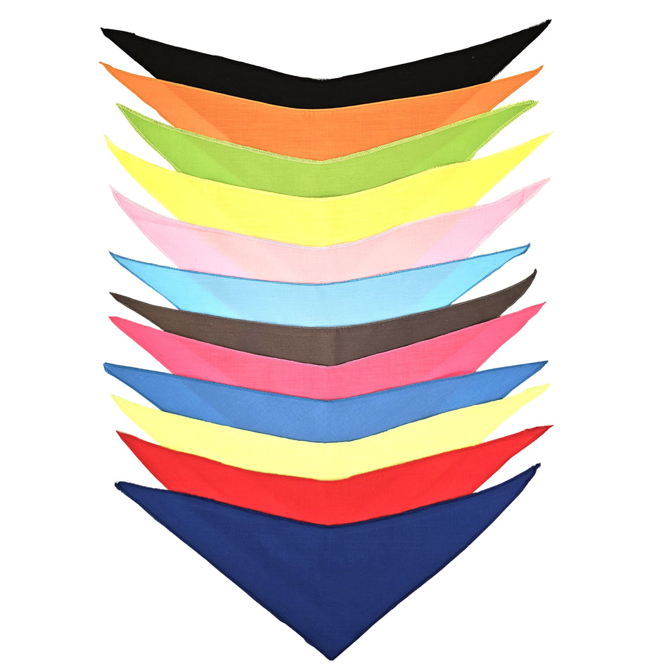 SPKS13 Bandanas Variety Pack Per Size - 12 assorted SOLID COLOUR bandanas