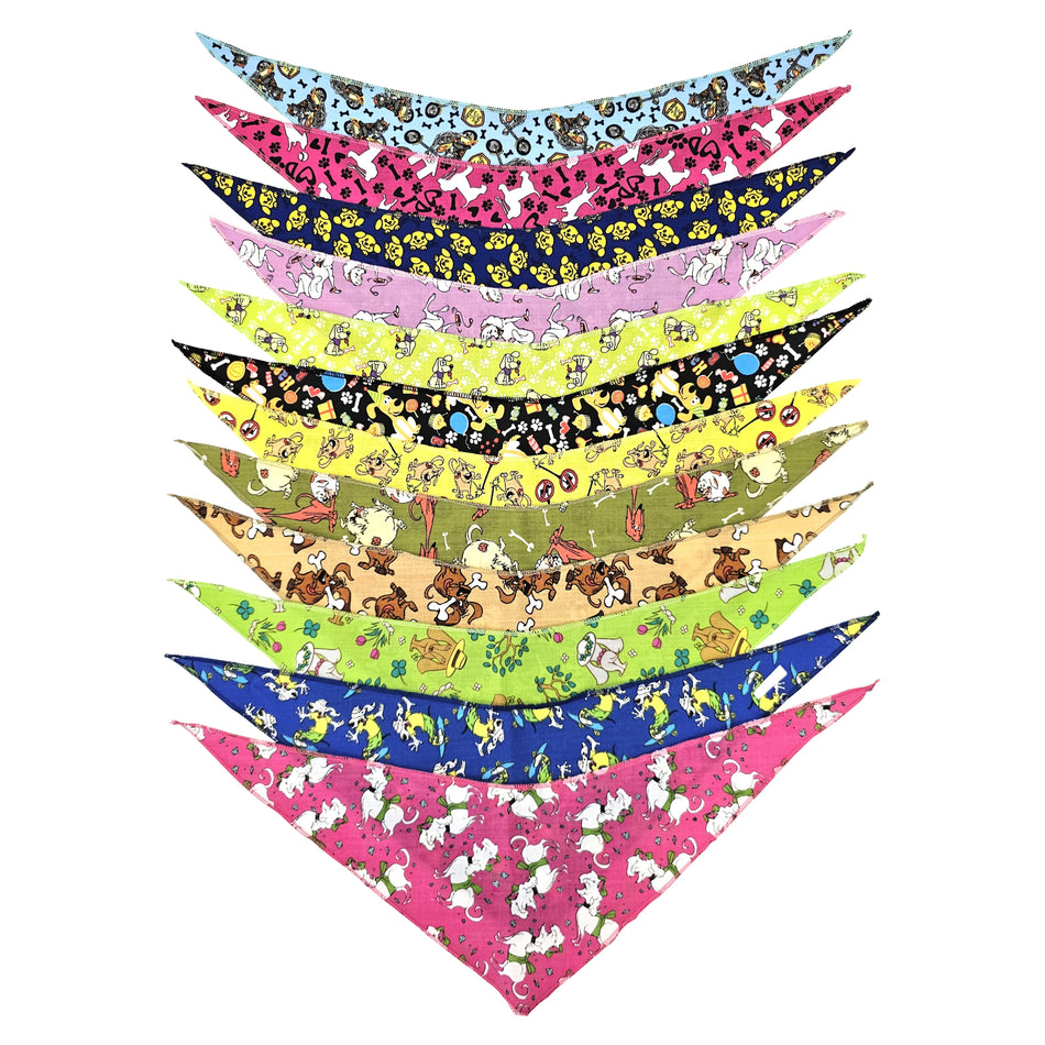 SPKS4 Bandanas Variety Pack Per Size - 12 assorted DOGGIE bandanas
