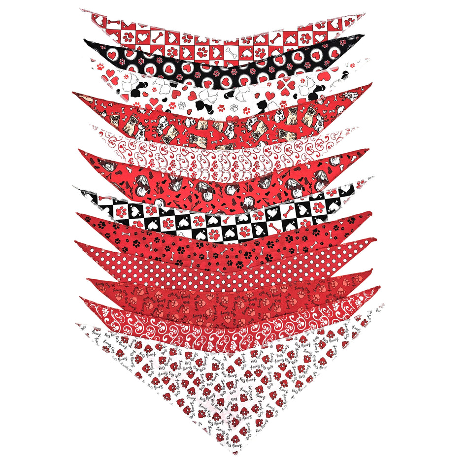 SPKS7 Bandanas Variety Pack Per Size - 12 assorted VALENTINE'S DAY bandanas