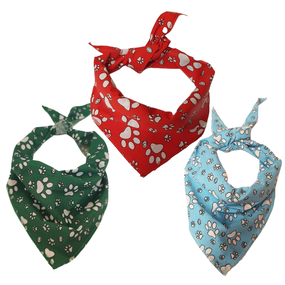 White Paws Tie-On Triangle Dog Bandana