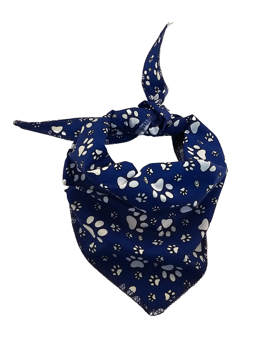 S3012 White Paws Bandana, Royal Blue 