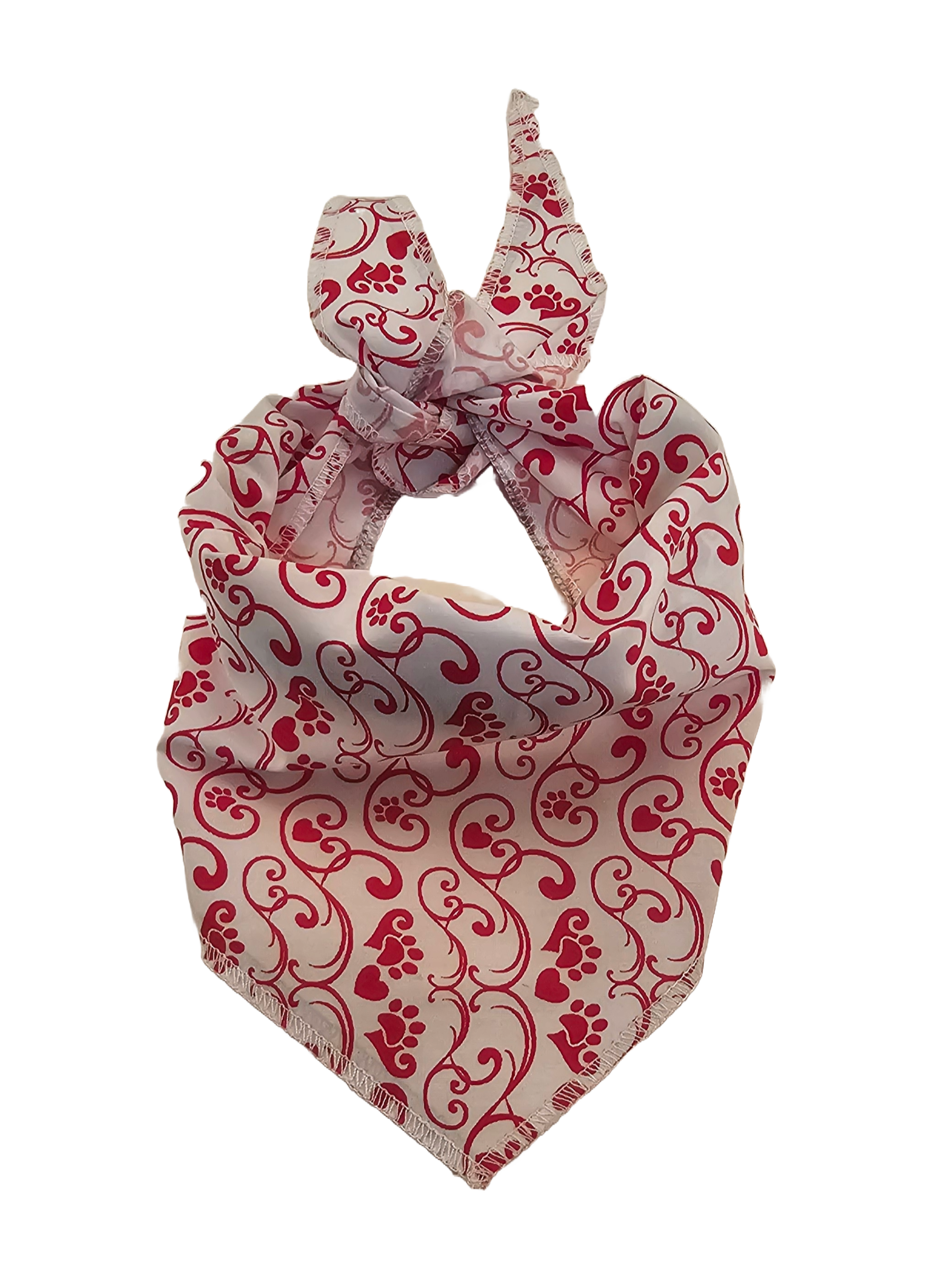 S3157 Hearts & Paws Bandana, Red