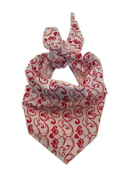 S3157 Hearts & Paws Bandana, Red