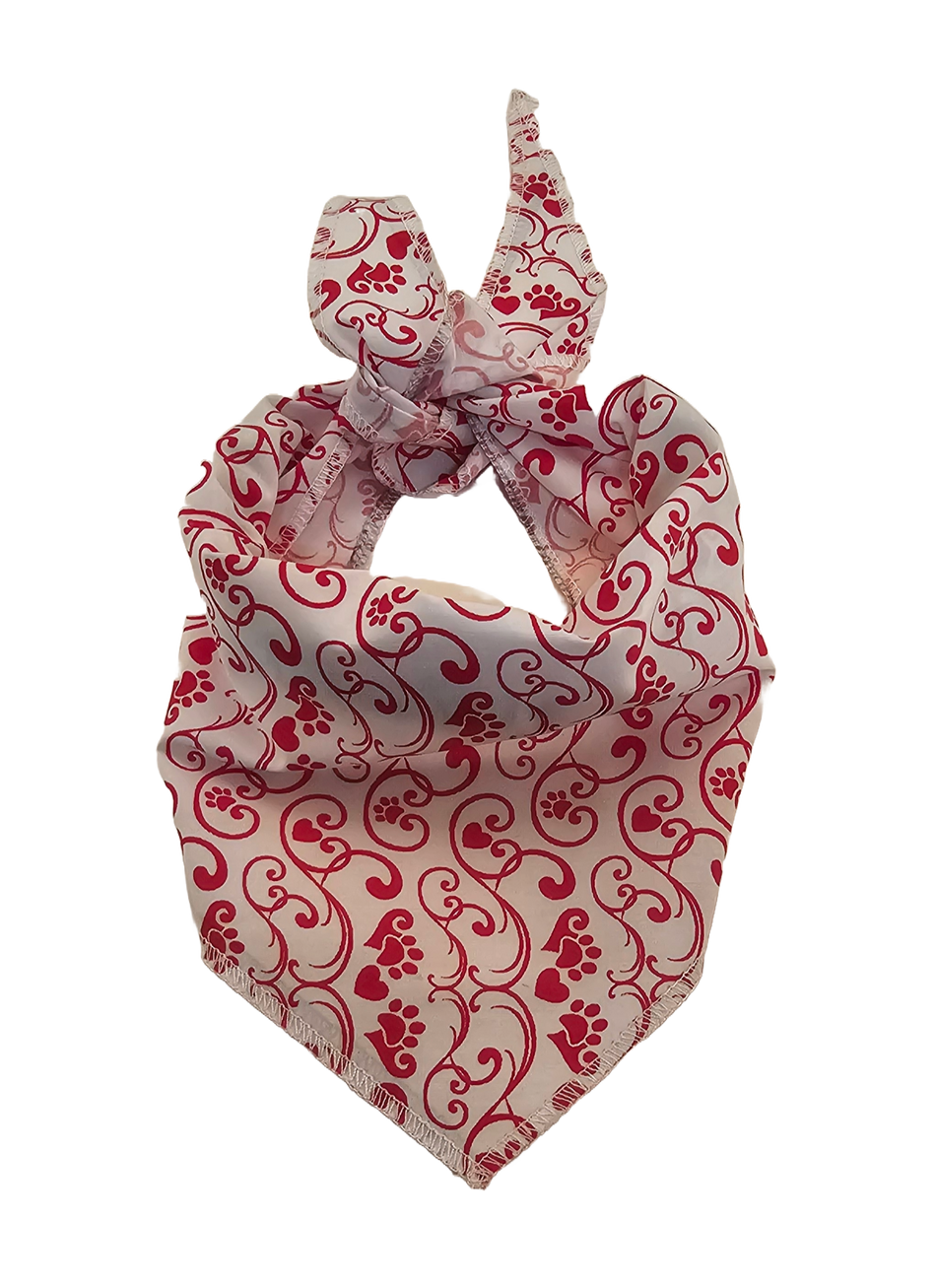 S3157 Hearts & Paws Bandana, Red