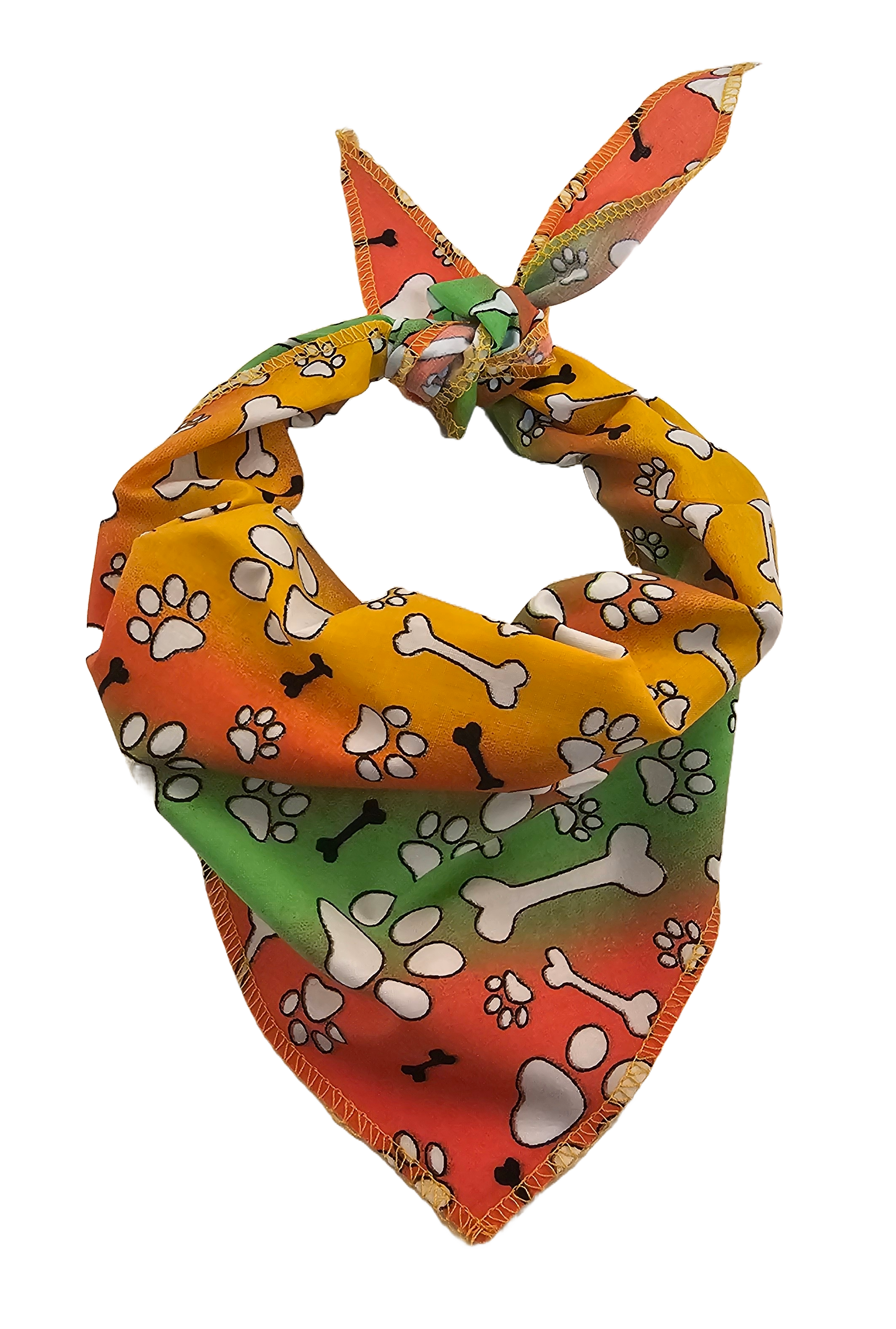 S3258 Paws & Bones Bandana, Orange, Green