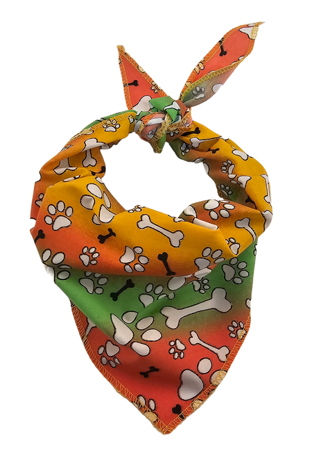 S3258 Paws & Bones Bandana, Orange, Green