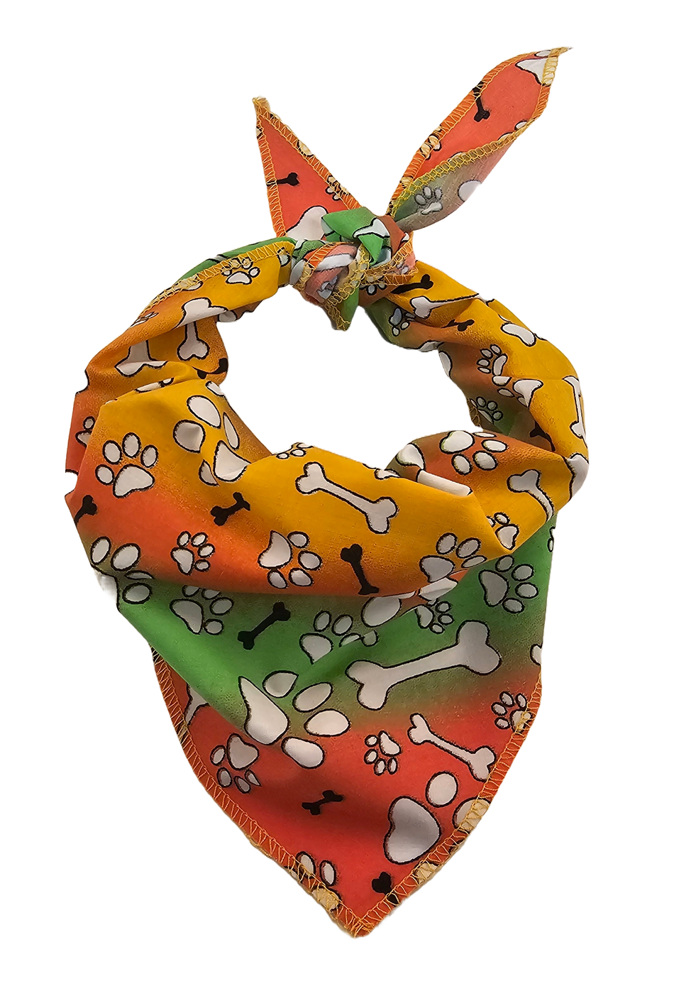 S3258 Paws & Bones Bandana, Orange, Green