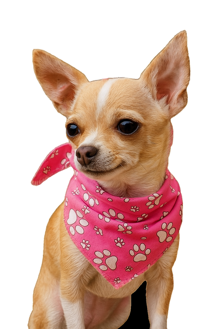 S3111 White Paws Bandana, Hot Pink