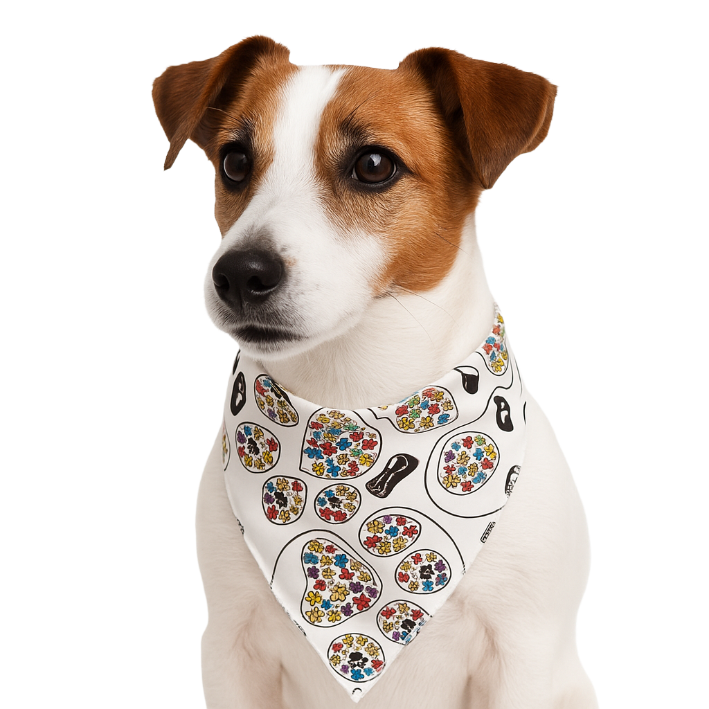 S3122 Colorful Paws Bandana, White