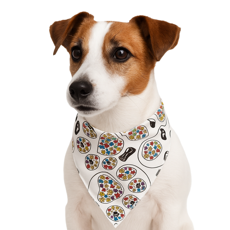 S3122 Colorful Paws Bandana, White