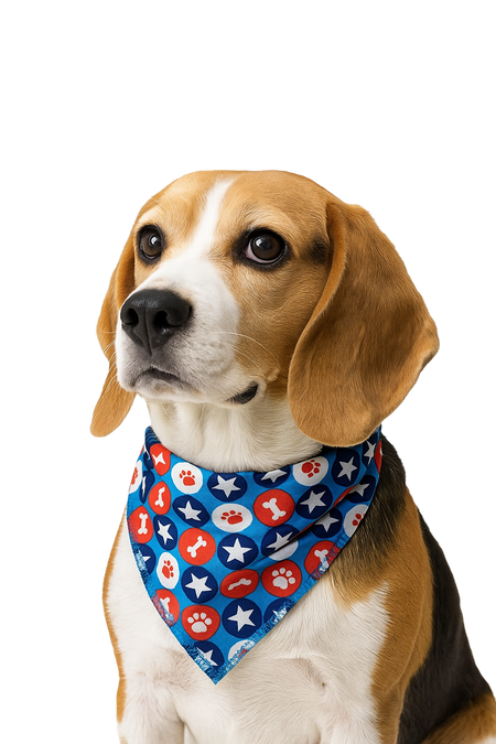 S3125 Red, White & Blue Dot Doggie Bandana, Blue