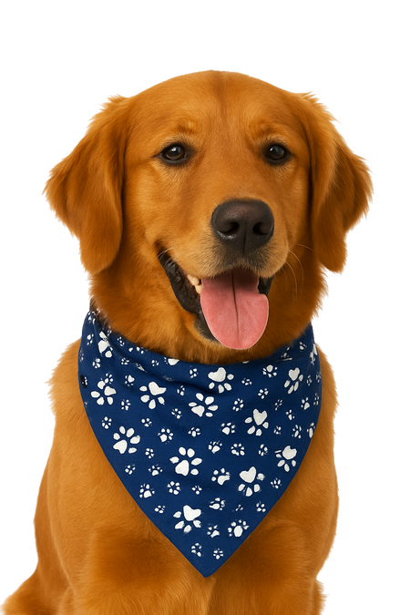 S3012 White Paws Bandana, Royal Blue 