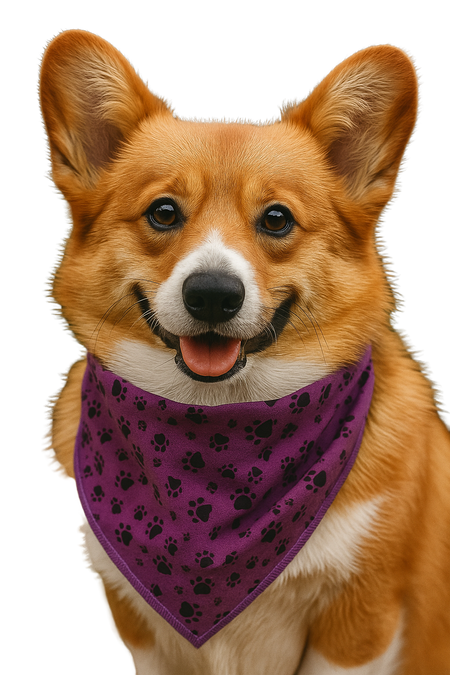 S3014 Black Pawprints Bandana, Purple