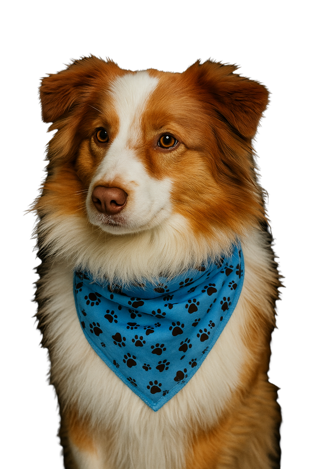 S3160 Black Pawprints Bandana, Blue