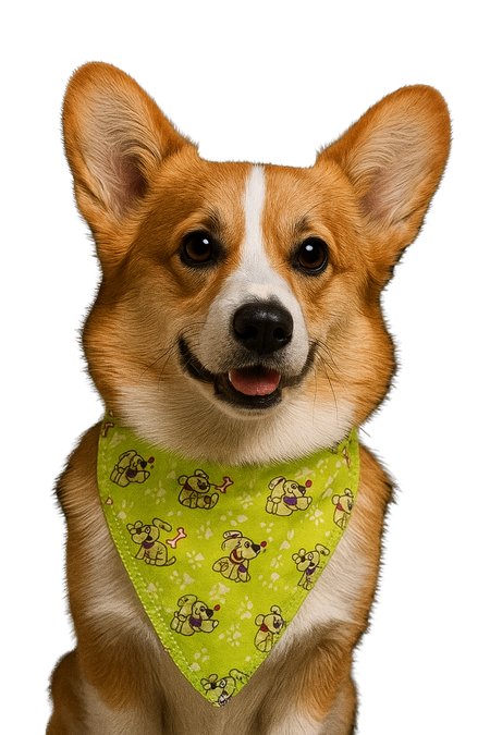 S3218 Cute Pawprint Puppy Bandana, Green