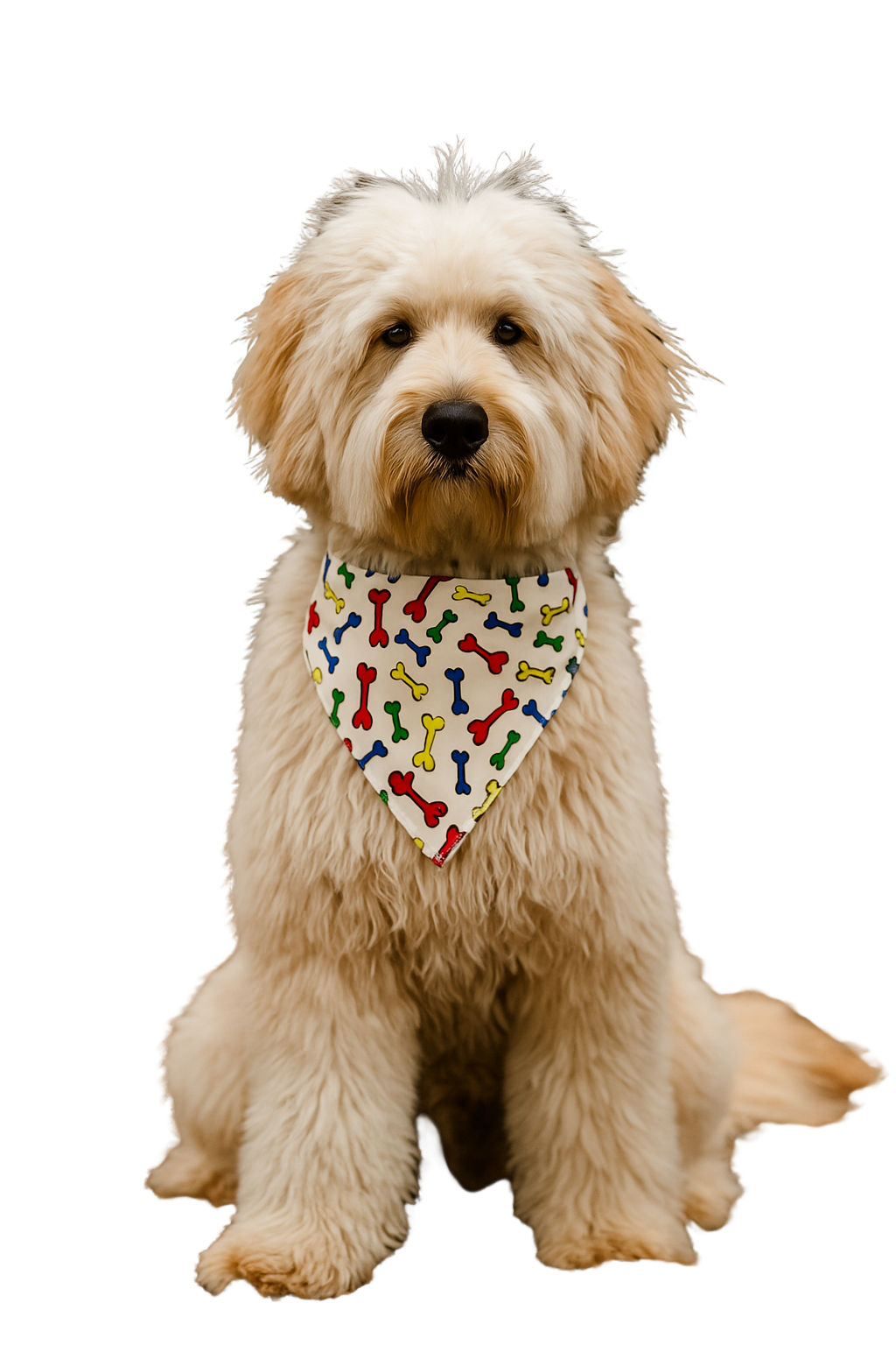 S3225 Bones Doggie Bandana, White