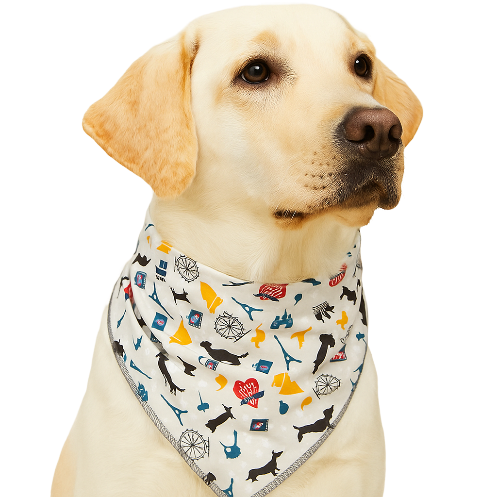 S3231 Travel Doggie France, Australia & Beyond Bandana, Grey