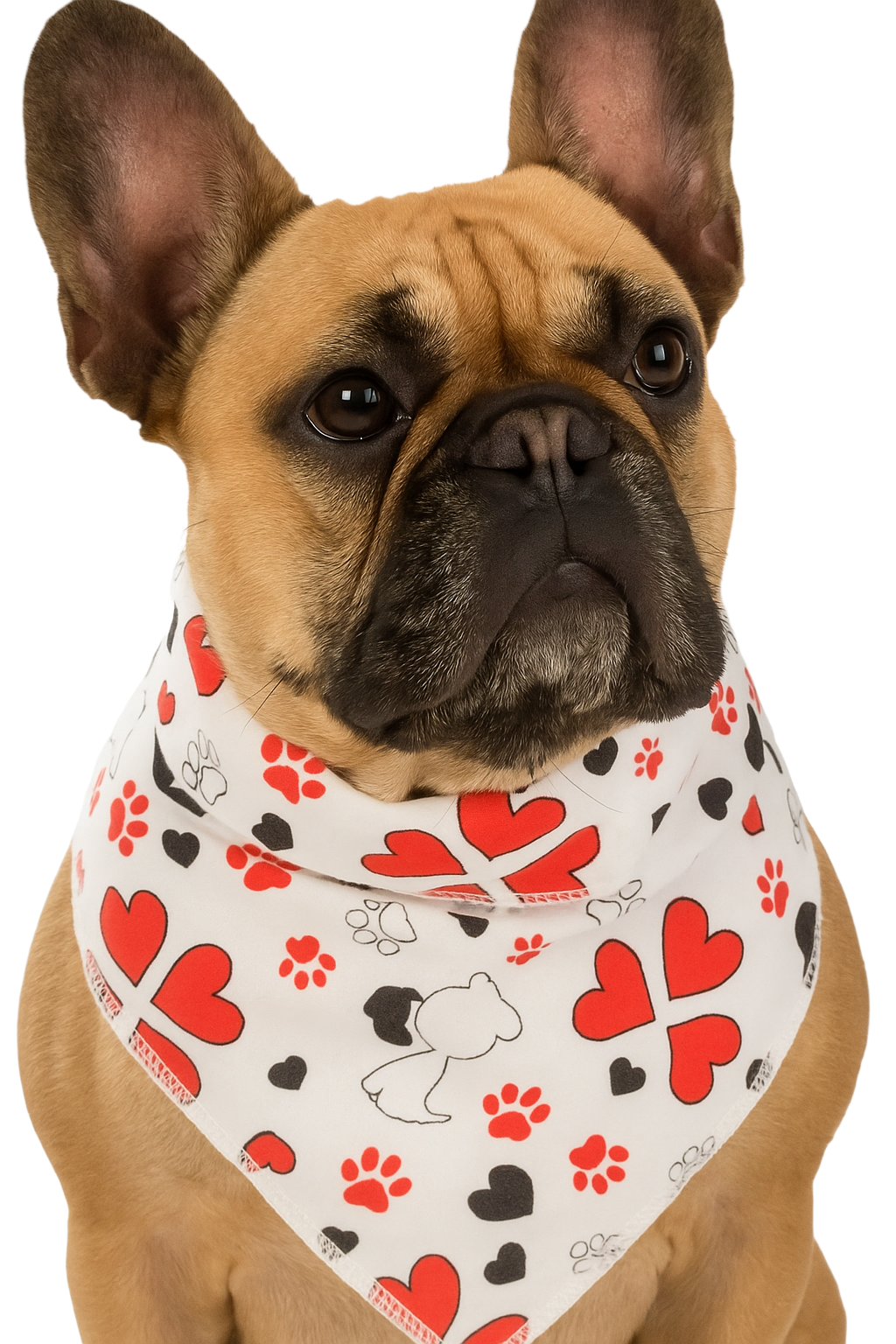 S3241 Doggies In Love Heart Bandana, White