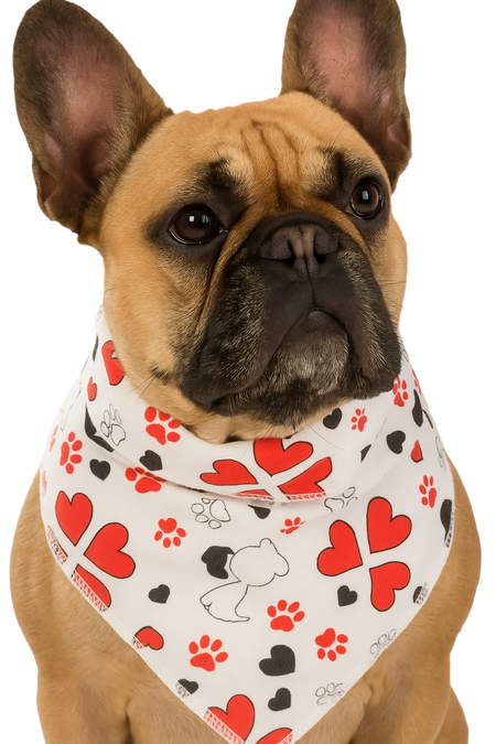S3241 Doggies In Love Heart Bandana, White
