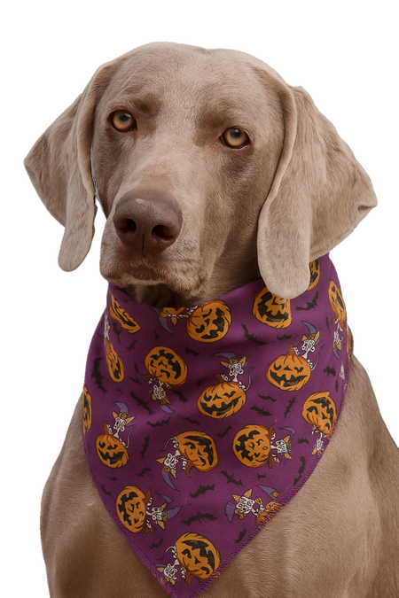 S3245 Halloween Pumpkins Doggie Bandana, Purple 