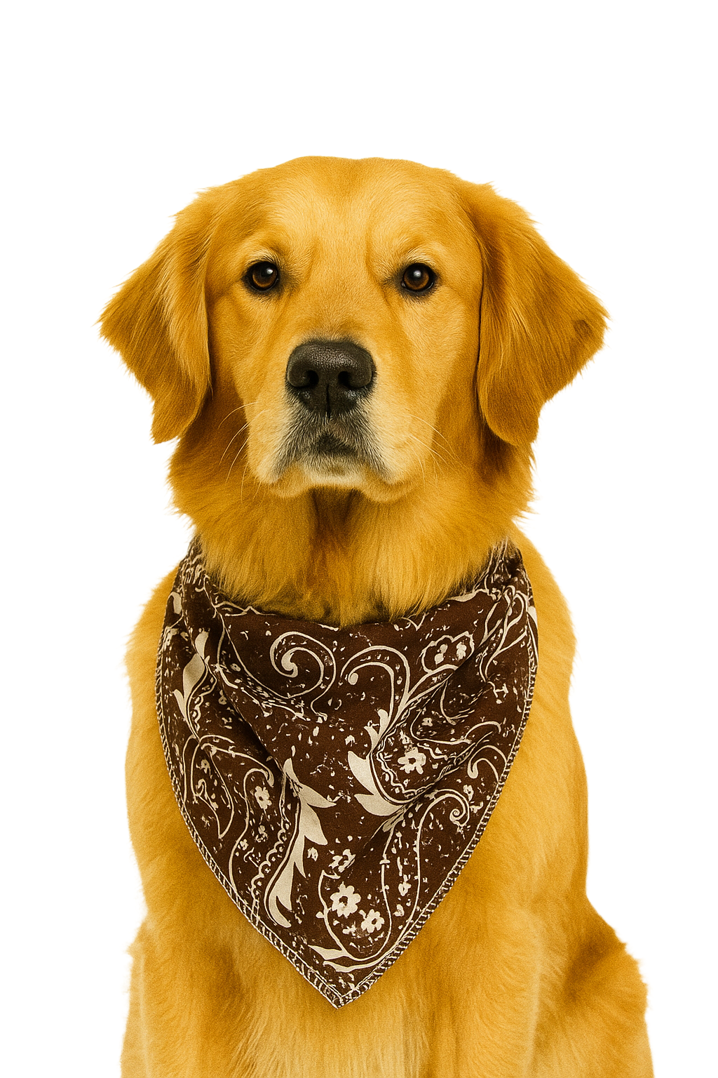 S3252 Rustic Brown Paisley Triangle Bandana 100% Premium Cotton