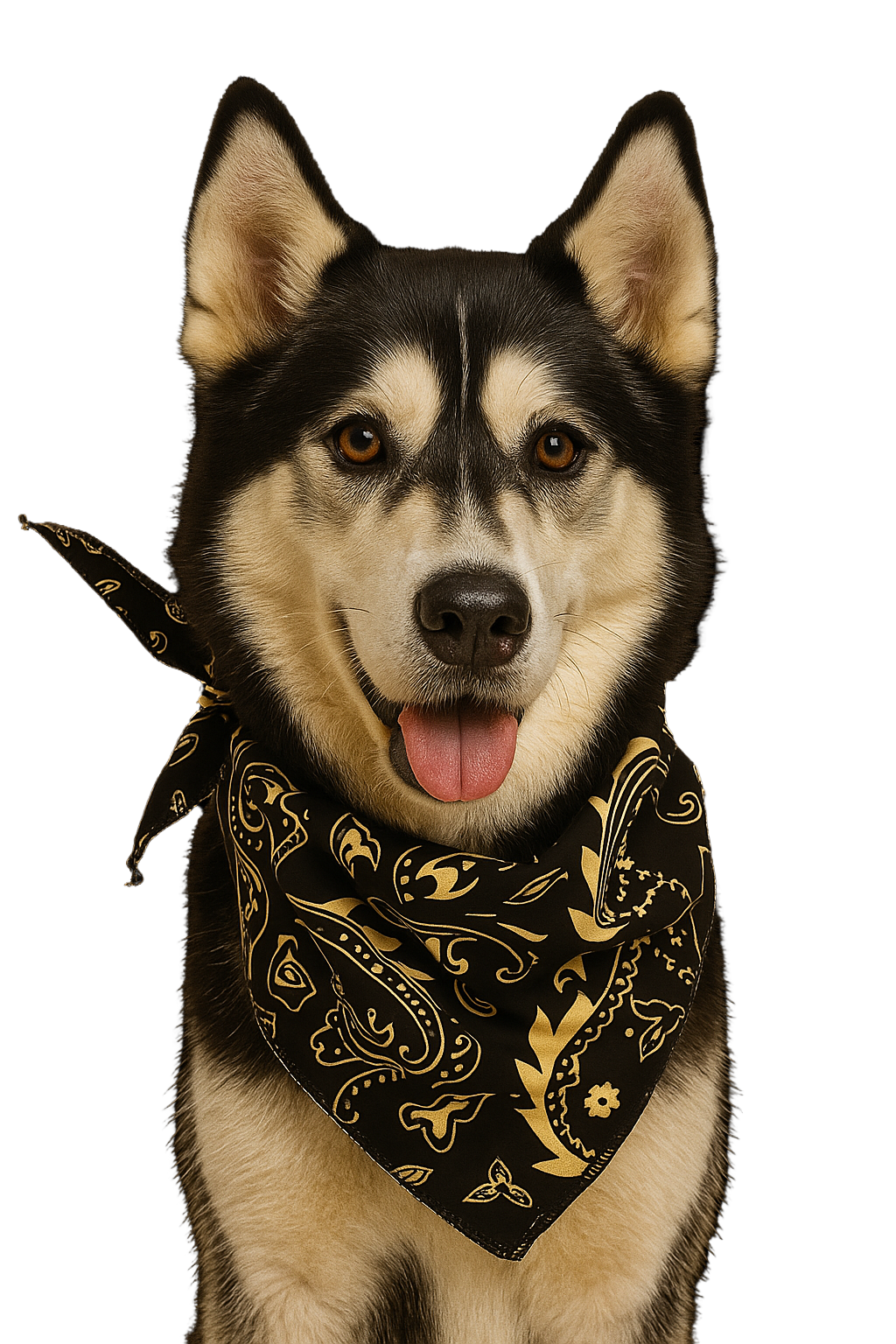 S3254 Black Gold Paisley Triangle Bandana 100% Premium Cotton