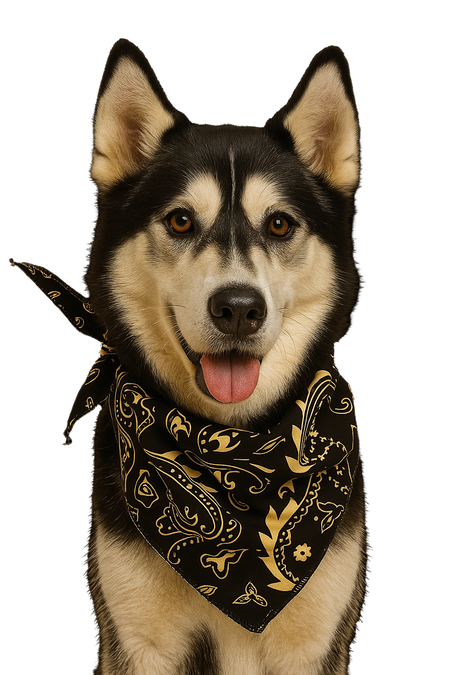 S3254 Black Gold Paisley Triangle Bandana 100% Premium Cotton
