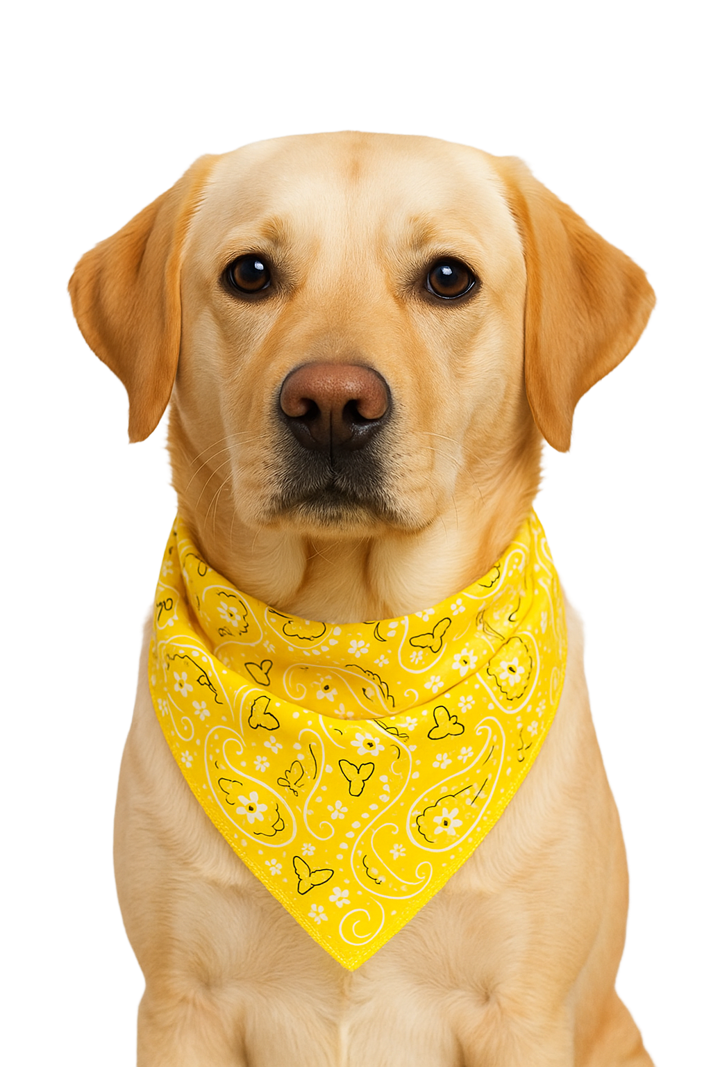 S3068 Paisley & Pawprints Bandana, Yellow